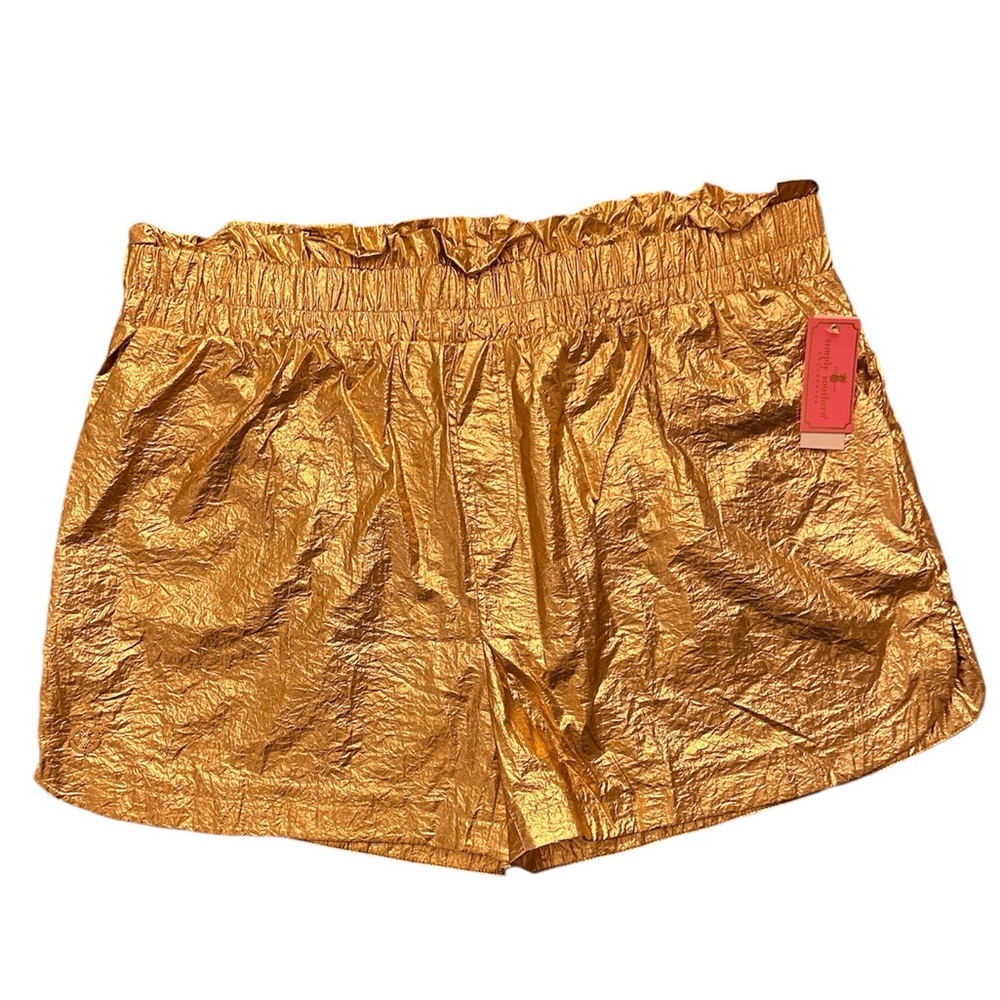 Metallic Gold athletic Shorts with pockets size xxl